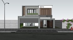 Modern Box House 3D Model | 2-Storey Villa | SketchUp + PNG Render | Mee Studio
