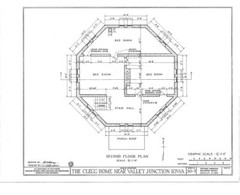 Victorian Style Octagon home, porch, architectural PRINTED PLANS