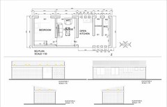 One Bedroom Tiny Home Building Plans – 32’x13′ with 416sqft Living Space
