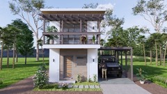 14×17 Feet Loft House Plan 4×5 Meter 1 Bed 1.5 Bath Shed Roof PDF & A4 Hard Copy
