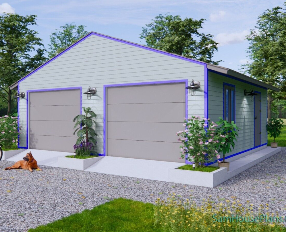 24×24 Feet 2 Cars Garage Shed Plan 7.3×7.3 Meter PDF Plans (A4 Hard Copy)