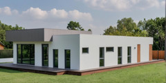 Small Modern 3 Bedroom 1.5 Bathroom House Floor Plan with Flat Roof, 886sqf/82m2