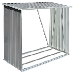 Firewood Rack Log Storage Holder Stand with Roof Galvanized Steel 64.2″ vidaXL