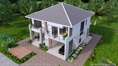 36×40 Feet House Design Plans 11×12 Meter 4 Beds 5 Baths Hip Roof (A4 Hard Copy)
