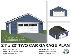 24′ X 22′ Standard Two Car Garage Construction Plans – PDF Download
