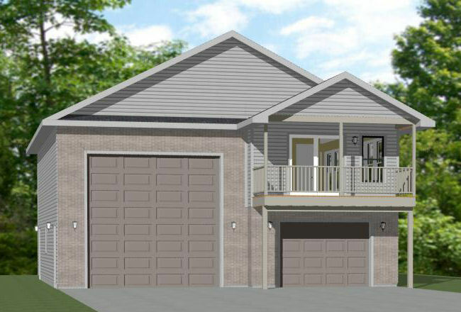 36×42 Apartment with 1-Car 1-RV Garage — PDF Floor Plan — 961 sqft — Model 2C