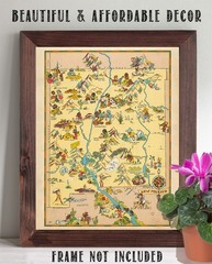 New Mexico 1935 Pictorial Map Vintage Southwest Illustrated State Map