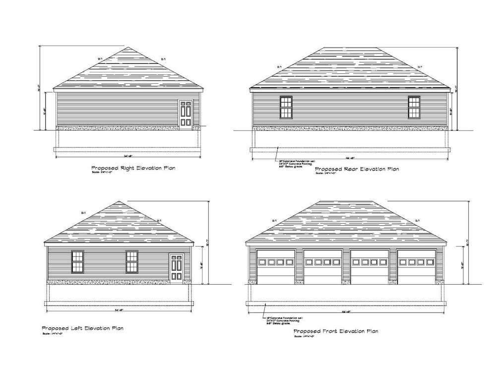 34’X46′ GARAGE PLANS HIP ROOF PLAN #18-3446-HIP-5 HIP ROOF 46×34 46×34