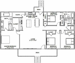 60×30 House — 4 bedroom 3 Bath — 1,800 sqft — PDF Floor Plan — Model 2D