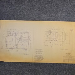 Vintage House Blueprint 33×17 1964 Mid Century Modern Drawing Art Glen Ellyn IL