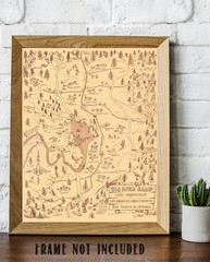 Big Horn Camp Lake Arrowhead 1955 Vintage Scout Camp Illustrated Map Wall Art