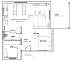 Tiny Single Story House Plans 595SQF/55.3m2 Modern Small House Blueprints