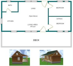 16’x 36’ Cabin w/ 2 Loft Plans Package, Blueprints, Material List