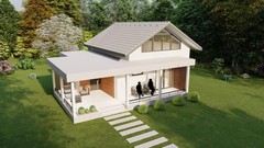 3-Bedroom House Floor Plans with 3D renders-1206SQF/112m2 Single bathroom