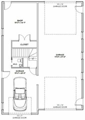 36×50 Apartment 1-Car 1-RV Garage — PDF Floor Plan — 1,217 sqft — Model 1