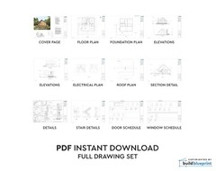 Modern 1675SF Cabin w/ Loft Architectural House Plans 3 Bedroom – PDF Download