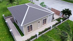 36×36 Feet Modern House Plan 11×11 Meter 3 Beds 2 Baths Hip roof (A4 Hard Copy)