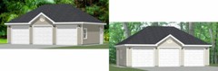 36×24 3-Car Garage — 864 sq ft — PDF Floor Plan — Model 1 and 1D