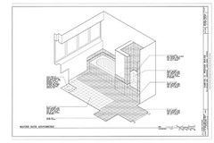 Mid-Century Modern home, stucco brick glass block, architectural PRINTED plans