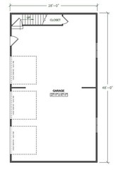 3-Car Garage Plan with Attic Apartment: 28’x48′ Detached Building Blueprint