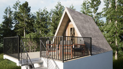 Two story Modern A-Frame Cabin House Plan 3D Images DWG File & PDF For Blueprin