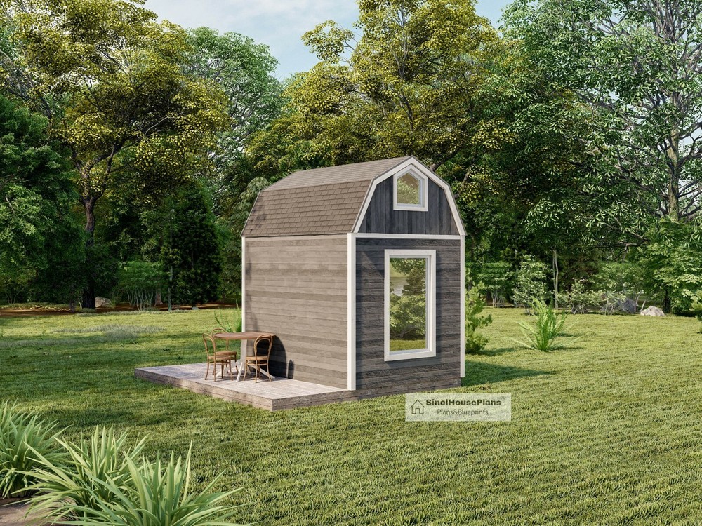 Small Cabin Plan With Loft 8’x10′ Tiny House DIY Building Professional Drawings