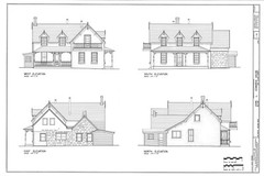 Victorian 3 bedroom cottage, stone, wood, porches, architectural drawings