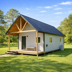 16’x24′ Cabin Plans with Covered Porch: Cottage, Guest House