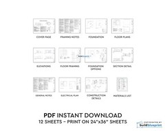 32×38 Modern Lean Cabin Custom Architectural Plans 1216SF – PDF Download