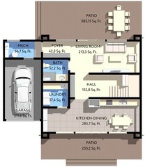 43’x29’ 3 Beds, 4 Baths Cozy A-Frame House Architecture Plans PDF Download.