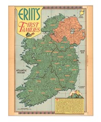 Erin’s First Families Ireland Vintage Genealogy Map Irish Surnames Illustration