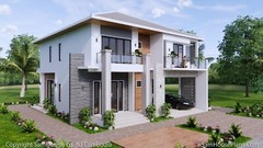 36×40 Feet House Design Plans 11×12 Meter 4 Beds 5 Baths Hip Roof (A4 Hard Copy)