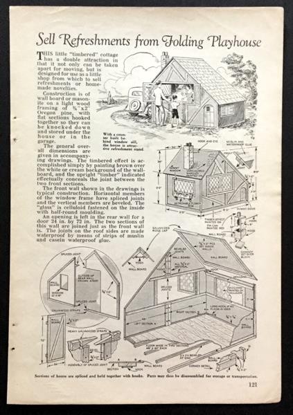 Folding Tudor Playhouse 1933 HowTo Build PLANS 5×8 Take-apart for storage/moving