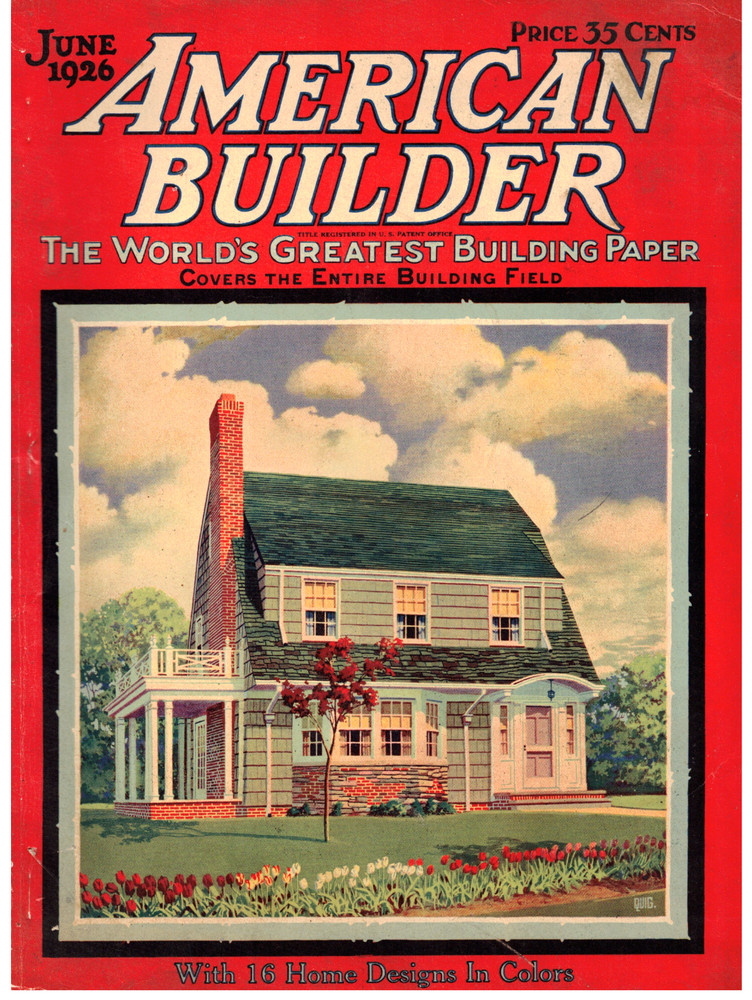 VTG 1926 BUILDER MAGAZINE! 16 HOME DESIGNS IN COLORS & LAYOUTS! ASBESTOS SHINGLE