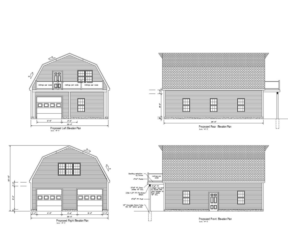 28’X36′- 36’X28′ oversize 2 CAR GARAGE PLANS GAMBRRL ROOF PLAN 17-2836-GMB-5