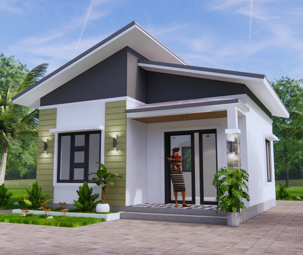 20×20 Feet Small House Plan 6×6 Meter 1 Bed 1 Bath Shed Roof PDF & A4 Hard Copy