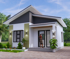20×20 Feet Small House Plan 6×6 Meter 1 Bed 1 Bath Shed Roof PDF & A4 Hard Copy