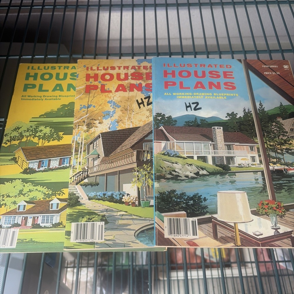 Vintage illustrated House plans with Blueprints 3 Books