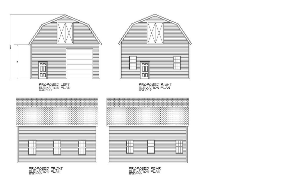 28’X32′- 32’X28′ GARAGE PLANS GAMBREL ROOF GARAGE PLANS 20-2832-GMB-8