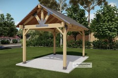 12’x16′ Wood Gazebo plans, Post Gable Complete Pavilion DIY drawings