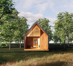 Modern ADU Cabin Plans 19×28 – Catskills Guest House – Tiny Home Blueprints