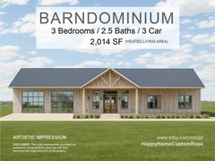 White Oak Modern Custom Barndominium – 84′ x 38′ House Plan Design – 3 Bed 2.5 B