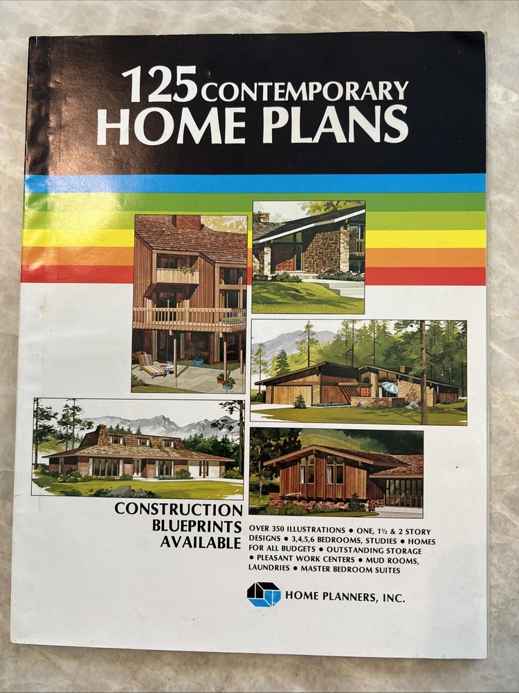 125 Contemporary Home Plans Home Planners, Inc 1982 Vintage