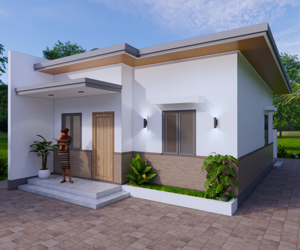 20×33 Feet Small House Plan 6×10 Meter 2 Bed 1 Bath Shed Roof (A4 Hard Copy)