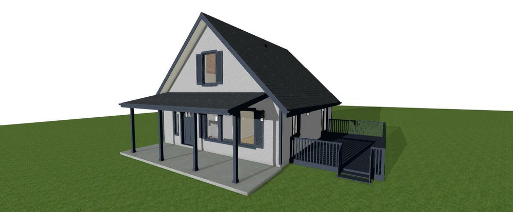 Small House Plans 1008 sq.ft. 3 bedrooms outdoor deck upper loft FREE SHIPPING