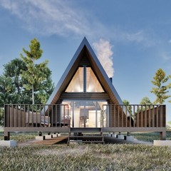 A Frame Tiny House Plan, 20’x24′ A Frame House Plans, Hard Copy
