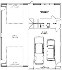 44×48 Apartment with 2-Car 1-RV Garage – PDF FloorPlan – 1,528 sqft – Model 5H