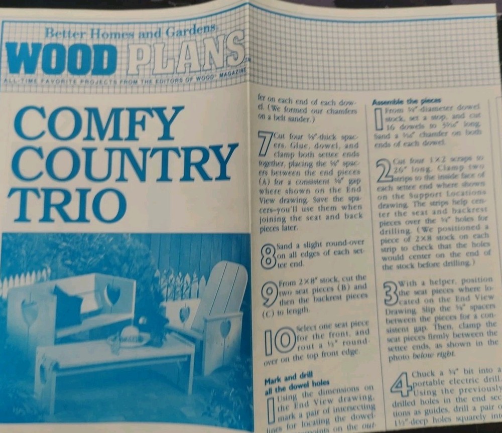 Better Homes and Gardens Wood Plans Comfy Country Trio OFS #1012 Unused Uncut