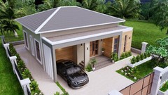 36×36 Feet House Plan 11×11 Meter 3 Beds 2 Baths Hip Roof PDF & (A4 Hard Copy)