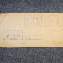 Vintage House Blueprint 33×17 1964 Mid Century Modern Drawing Art Glen Ellyn IL